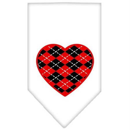 UNCONDITIONAL LOVE Argyle Heart Red Screen Print Bandana White Large UN797506